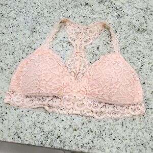 Xhilaration Peach lace halter push-up bralette, Large